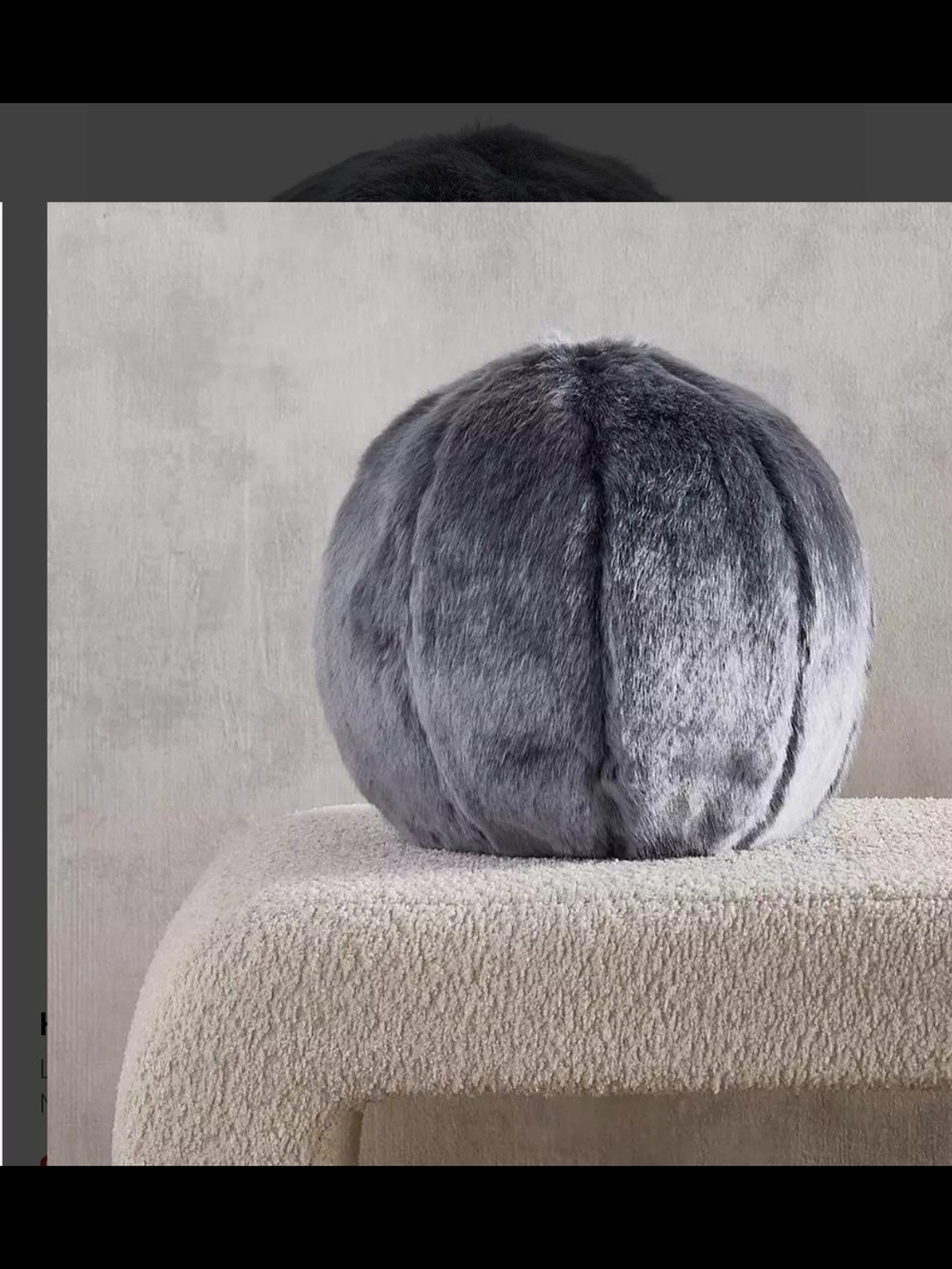 Hotel Collection Lynx Faux Fur 10" Ball Decorative Pillow Gray Retail $115